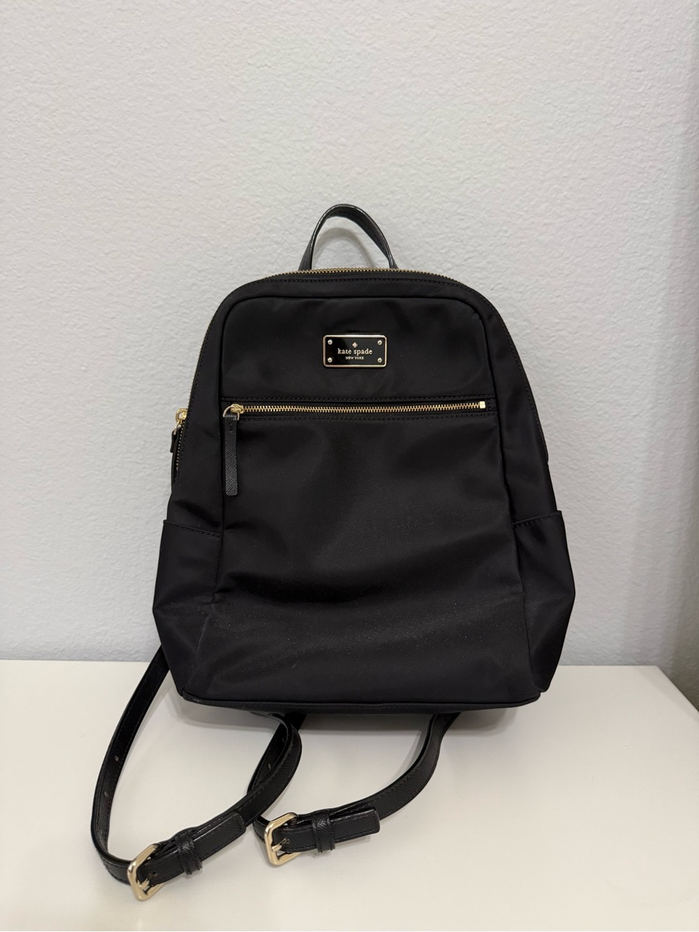 kate spade Black Nylon Small Backpack with Gold Hardware
